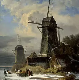 Andreas Schelfout - Paysage au Moulin d`Hiver