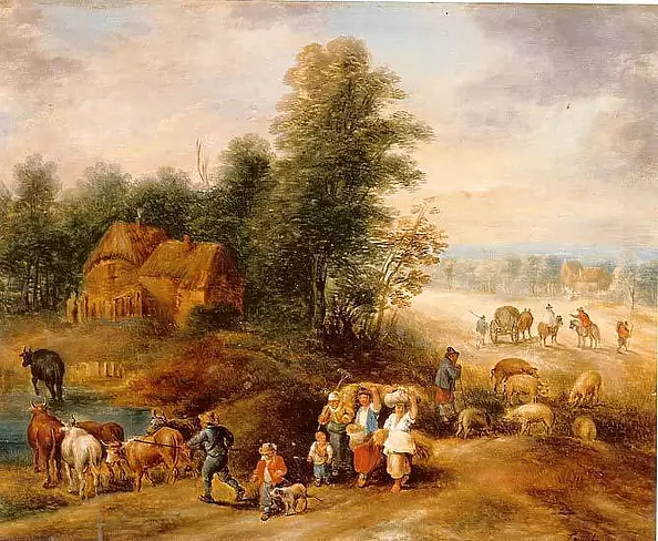 Theobald Michau - Paysans retournant de la moisson