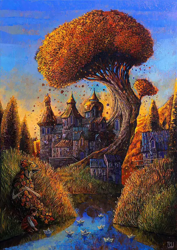 Roch Urbaniak, October at Aunt's, Acrylic painting - canvas, 50 x 70
