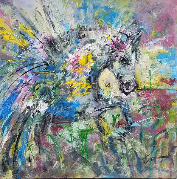 Renata Łempicka, Pegaz, Obraz olejny - płótno, 80 x 80
