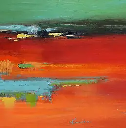 Ewa Kunicka, Пейзаж 360, Акрилова картина - картон/цупкий картон, 40 x 30