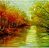 Grażyna Potocka - Pejzaż Nad wodą obraz olejny  33-24 cm