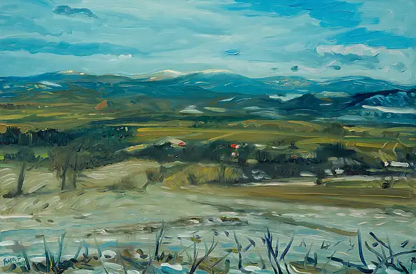 Wojciech Pater, Paesaggio invernale III – La fine dell'inverno in montagna, Quadro a olio - pannello, 60 x 40