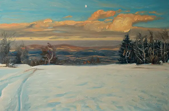 Wojciech Pater, Pejzaz Zimowy I, Obraz olejny - płyta, 60 x 40