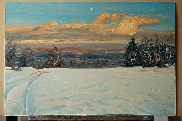 Wojciech Pater, Pejzaz Zimowy I, Obraz olejny - płyta, 60 x 40