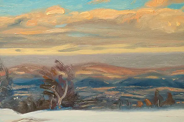 Wojciech Pater, Pejzaz Zimowy I, Obraz olejny - płyta, 60 x 40