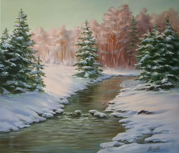 Lidia Olbrycht - Pejzaż Zimowy Potok