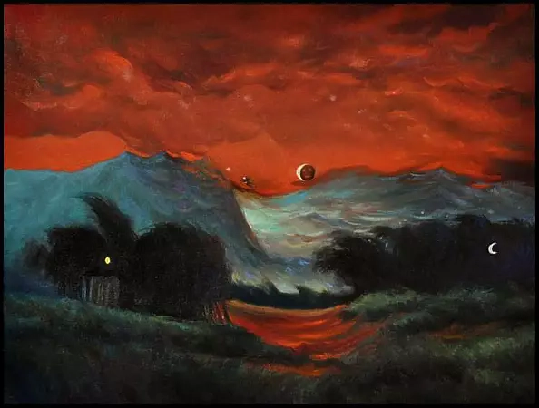 Damian Gierlach - Pejzaż fantasy na motywie Beksińskiego 30x40