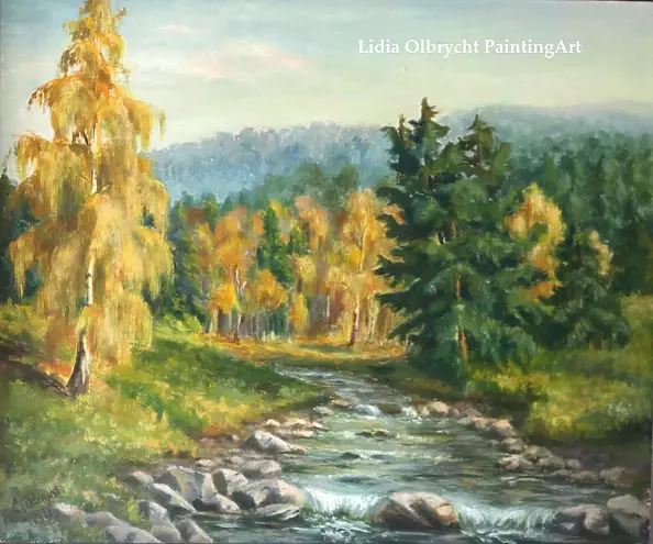 Lidia Olbrycht - Pejzaż górski - Jesień w Beskidach