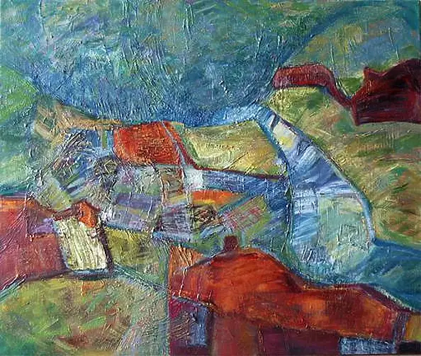 Anna Skowronek - Mountain landscape oil painting on canvas