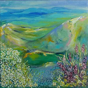 Ilona Milewska - Paesaggio di montagna con fiori