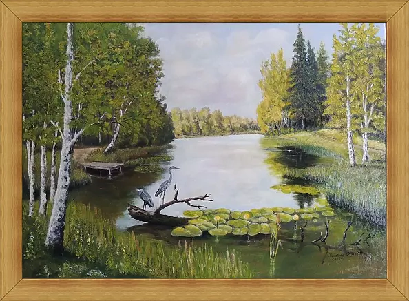 Rudolf Zmełty - Forest landscape with herons