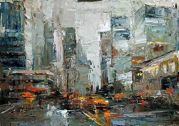 Krzysztof Tracz, Paesaggio urbano, Quadro a olio - tela, 70 x 50