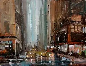 Krzysztof Tracz, Pejzaż miejski, Obraz olejny - płótno, 65 x 50