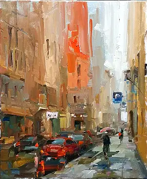 Krzysztof Tracz, Pejzaż miejski, Obraz olejny - płótno, 50 x 60