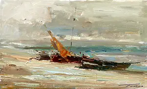 Krzysztof Tracz, Pejzaz morski, Obraz olejny - płótno, 50 x 30