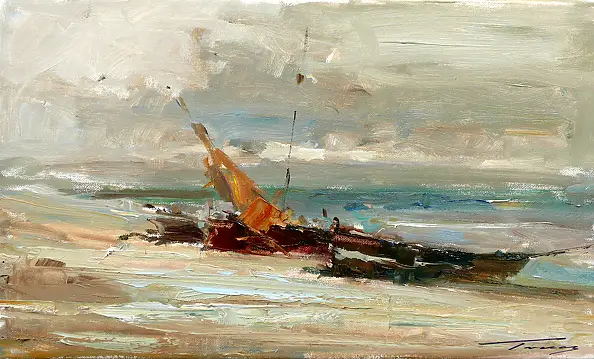 Krzysztof Tracz, Pejzaz morski, Obraz olejny - płótno, 50 x 30