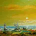 Jerzy Stachura - Paysage de bord de mer avec ciel jaune