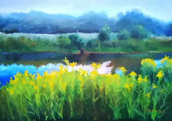 Renata Rychlik - Thistislan landscape with yellow flowers