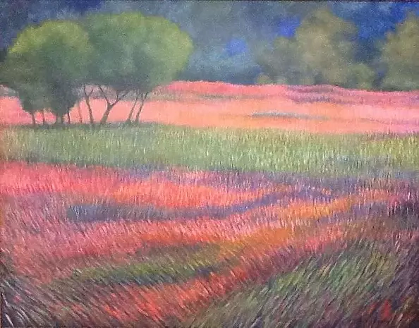 Joanna Brzostowska - Pejzaż różu i zieleni