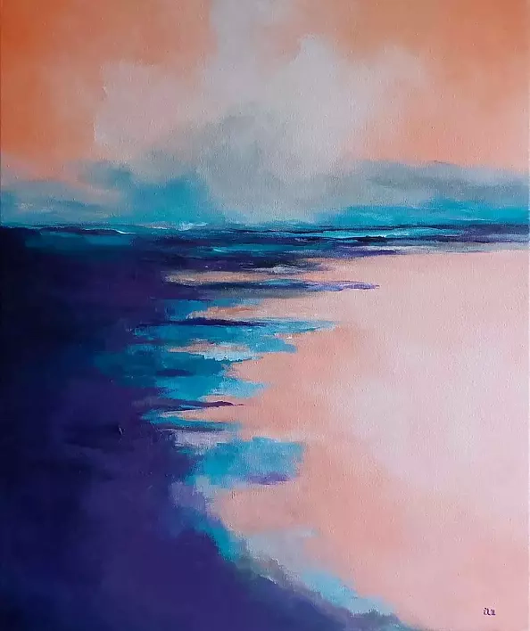 Paulina Lebida - A landscape in purples, turquoise and oranges
