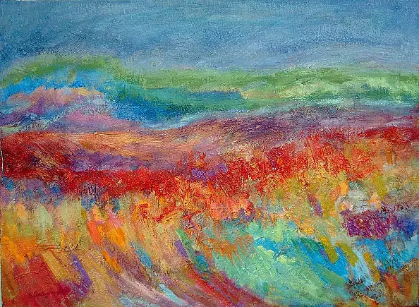 Anna Skowronek - Pejzaż wiejski obraz olejny na płótnie