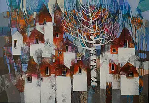 Alicja Słaboń Urbaniak - Landscape with white tree