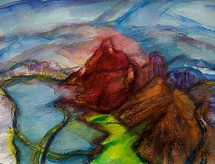 Marzena Salwowska - Landscape with a red mountain