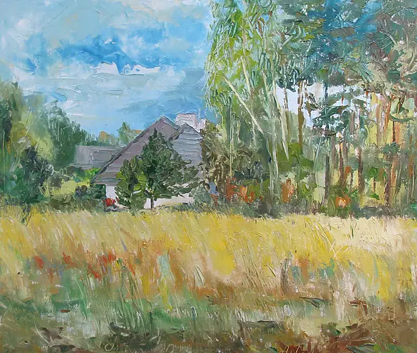 Anna Wąsikiewicz - Landscape with the house in the background