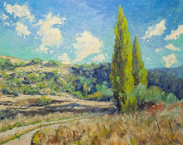 Marcin Stępniowski - "Pejzaż z drogą i drzewami"