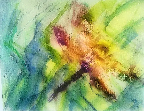 Marzena Salwowska - Pejzaż z istotą typu ważka/2/Trawa i kwiat 21