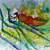 Marzena Salwowska, Landscape with a dragonfly creature/4/Grass and flower, Watercolors - paper, 36 x 30