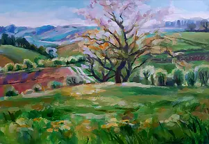 Barbara Gulbinowicz - Paesaggio con un melo in fiore