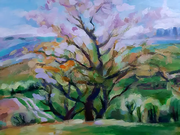 Barbara Gulbinowicz - Paesaggio con un melo in fiore