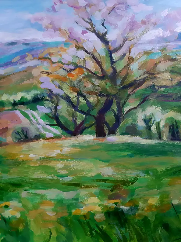 Barbara Gulbinowicz - Paesaggio con un melo in fiore