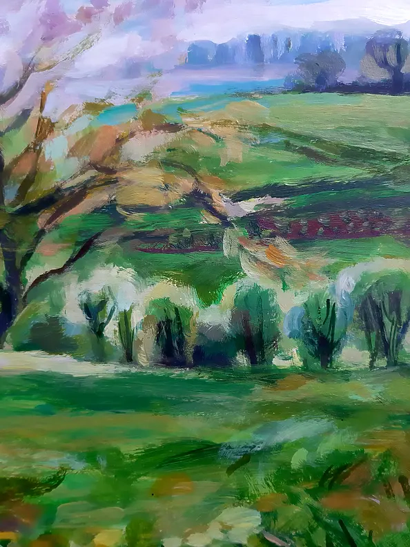 Barbara Gulbinowicz - Paesaggio con un melo in fiore