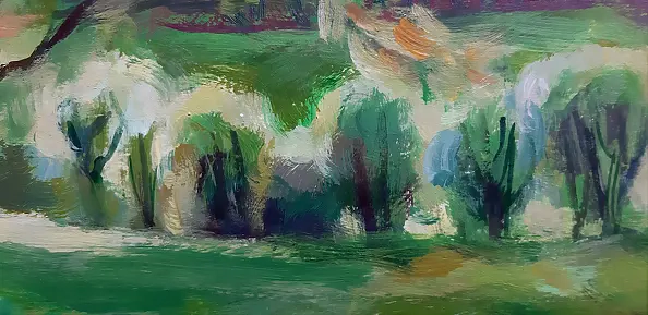 Barbara Gulbinowicz - Paesaggio con un melo in fiore