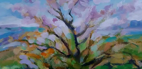 Barbara Gulbinowicz - Paesaggio con un melo in fiore