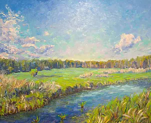   - "Pejzaż z lasem i rzeką"