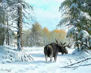 Marek Szczepaniak - Landscape with moose