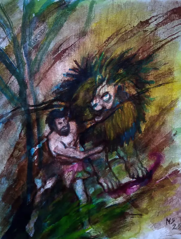 Marzena Salwowska - Landscape with a lion and a prophet who has strayed from the path