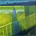Anna Sąsiadek - Paesaggio con fiume | Acrilico su tela | 40 × 40 cm | argento larga cornice di legno