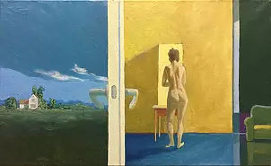 Jarosław Łukasik - Landscape with the interior and model E.Hoppera