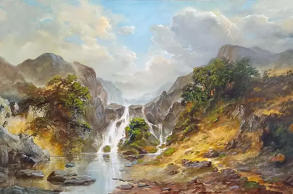 Igor Janczuk - Landscape with a waterfall