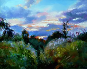 Barbara Gulbinowicz - Landschaft mit Sonnenuntergang
