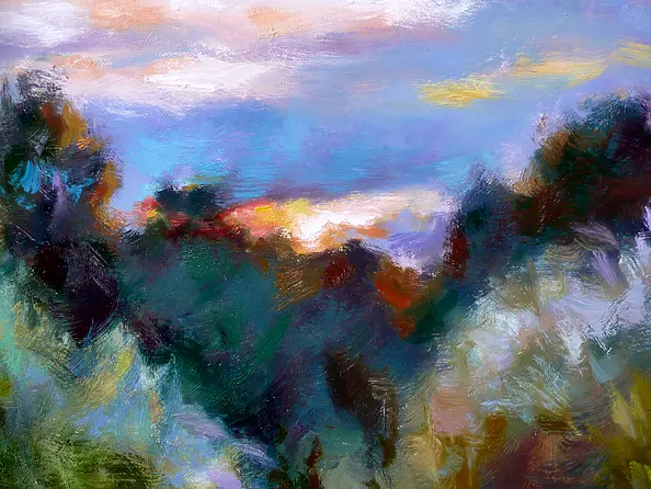 Barbara Gulbinowicz - Pejzaż z zachodem słońca