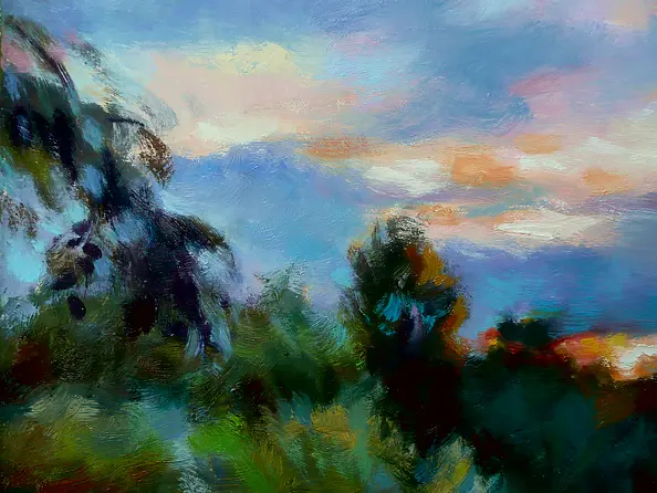 Barbara Gulbinowicz - Pejzaż z zachodem słońca