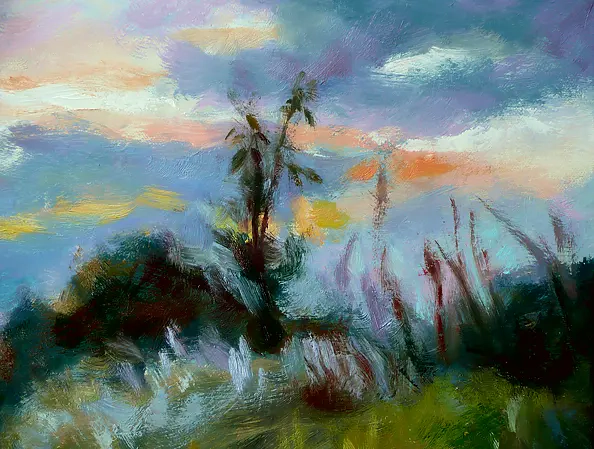 Barbara Gulbinowicz - Pejzaż z zachodem słońca