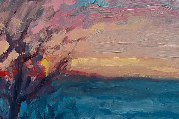 Wojciech Pater, Paesaggio invernale IV – Piccola città, Quadro a olio - pannello, 80 x 60