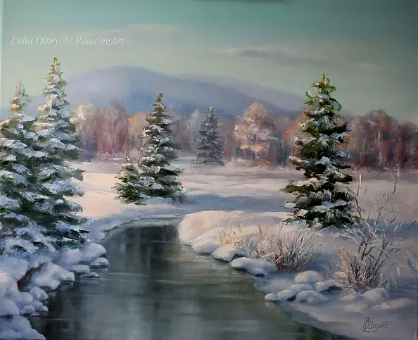Lidia Olbrycht - Winter landscape - Stream